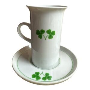 The Toscany Collection By Feeney Japan White Irish Clover Cup & Saucer Set of 4